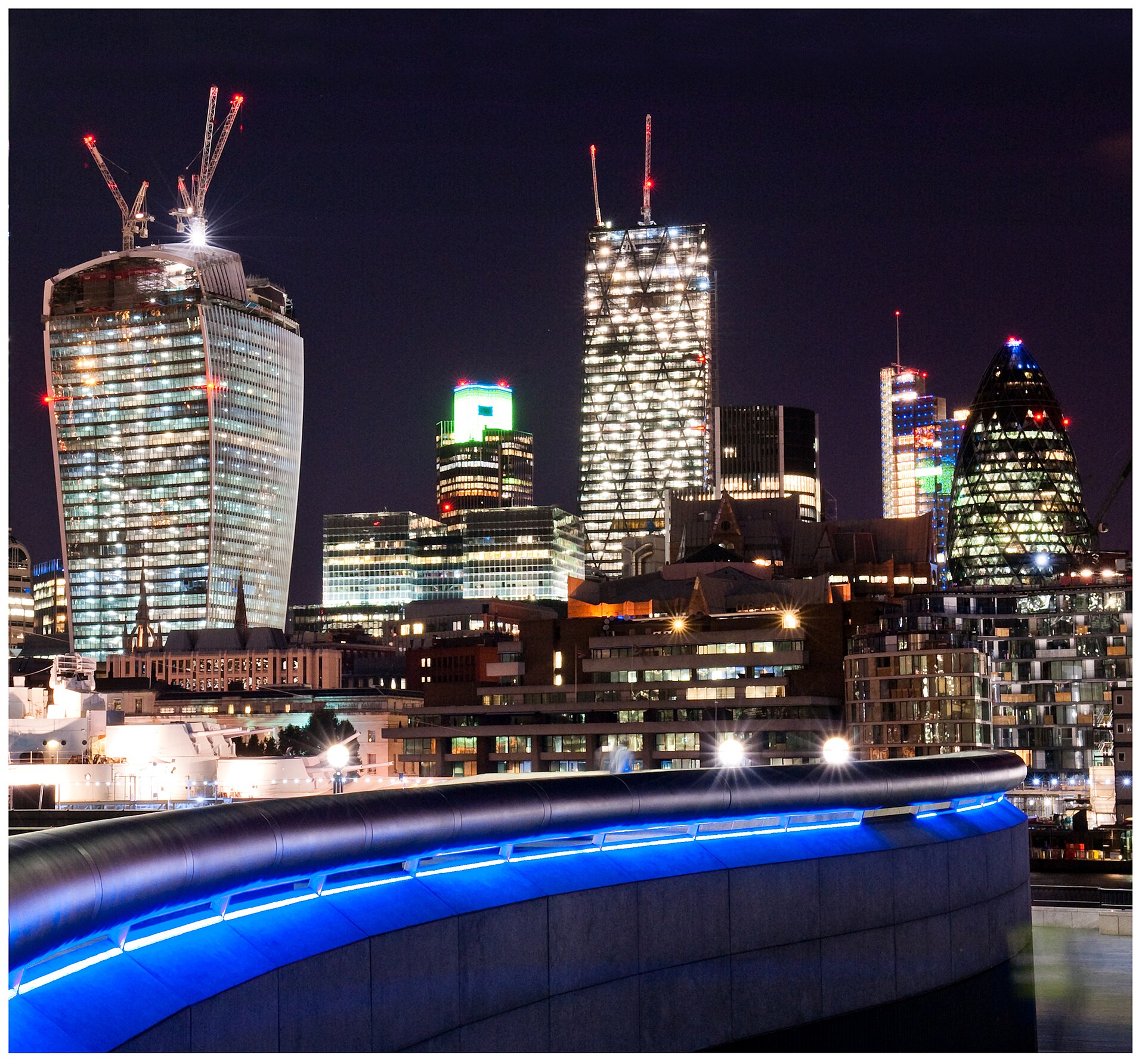 The City of London financial district at night